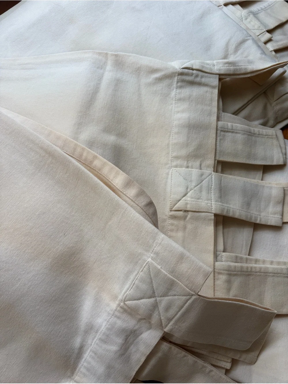 Pottery Barn Tab Top Curtains & Holdbacks Set White Linen Look 6 Pcs
